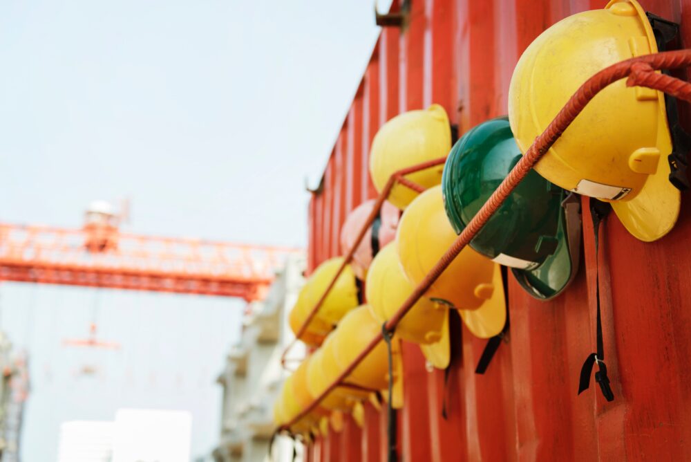 hard hats hung