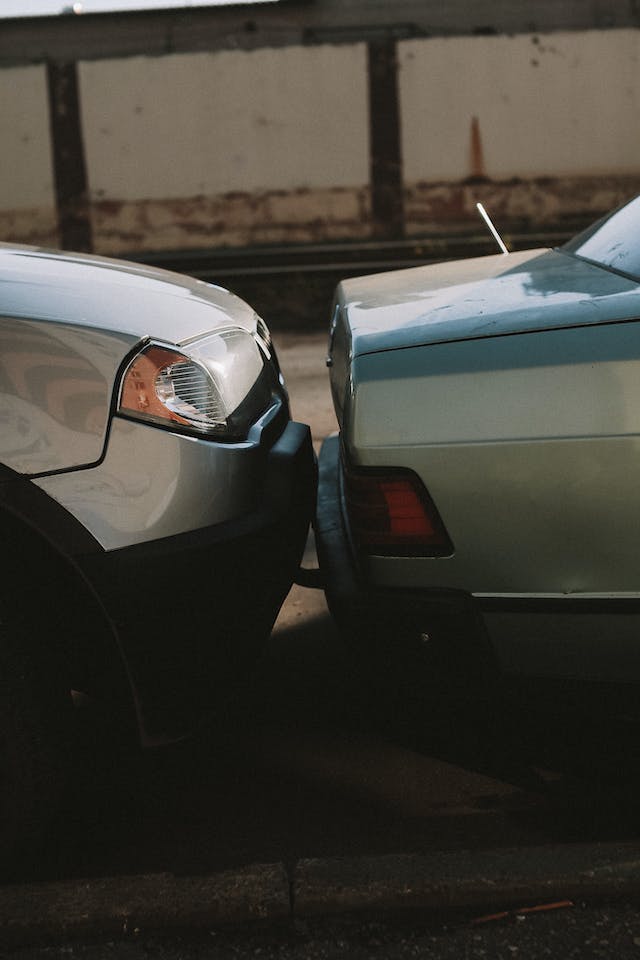 one car touching the back of another